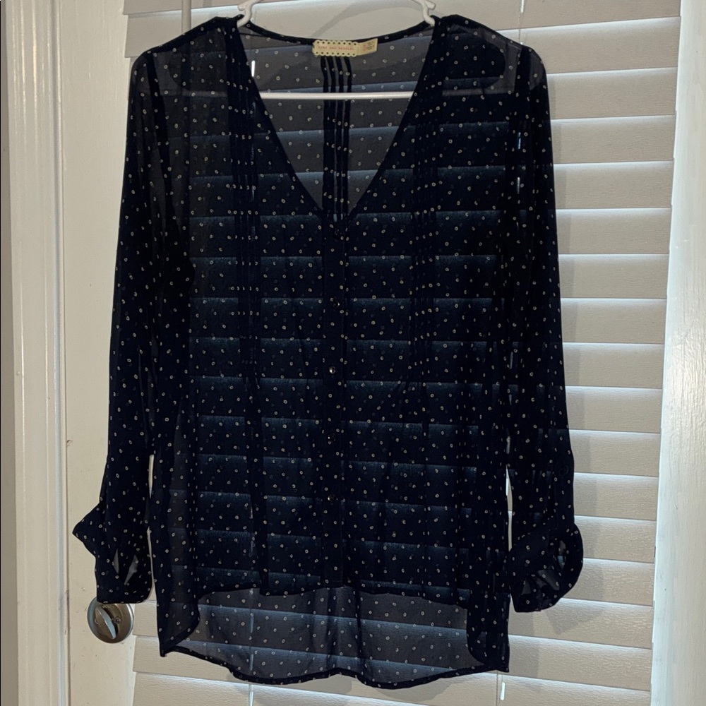 Pins & Needles Navy Sheer Blouse